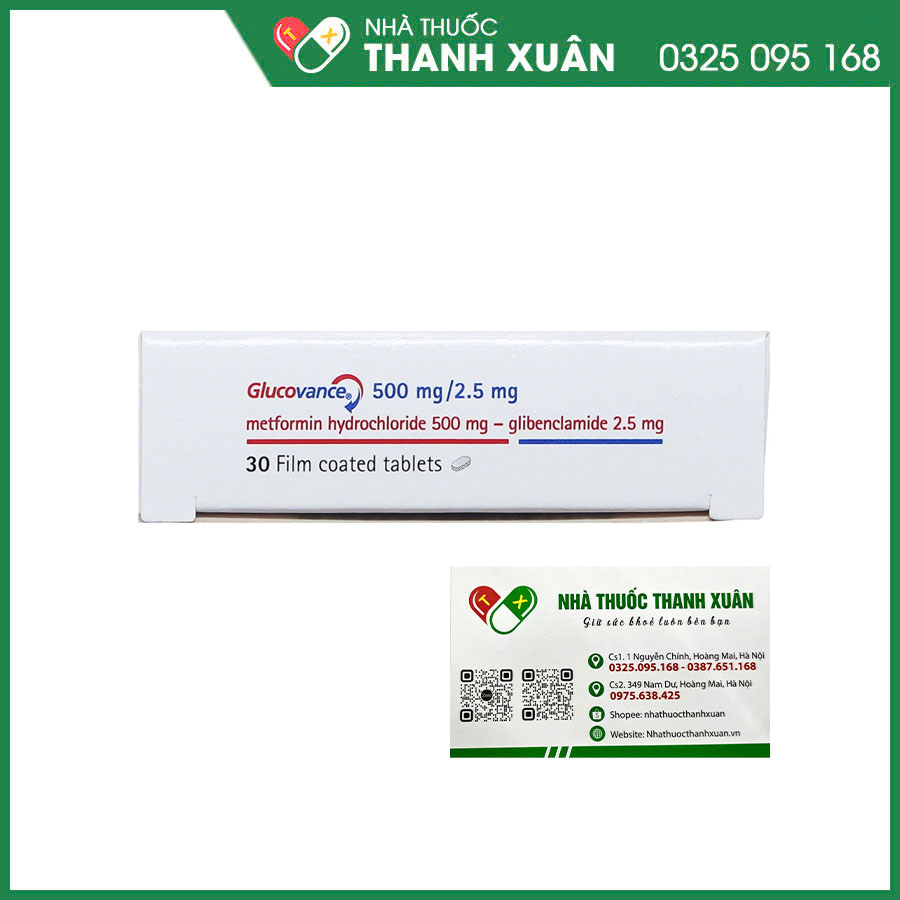 Glucovance 500mg/2.5mg thuốc điều trị đái tháo đường typ II